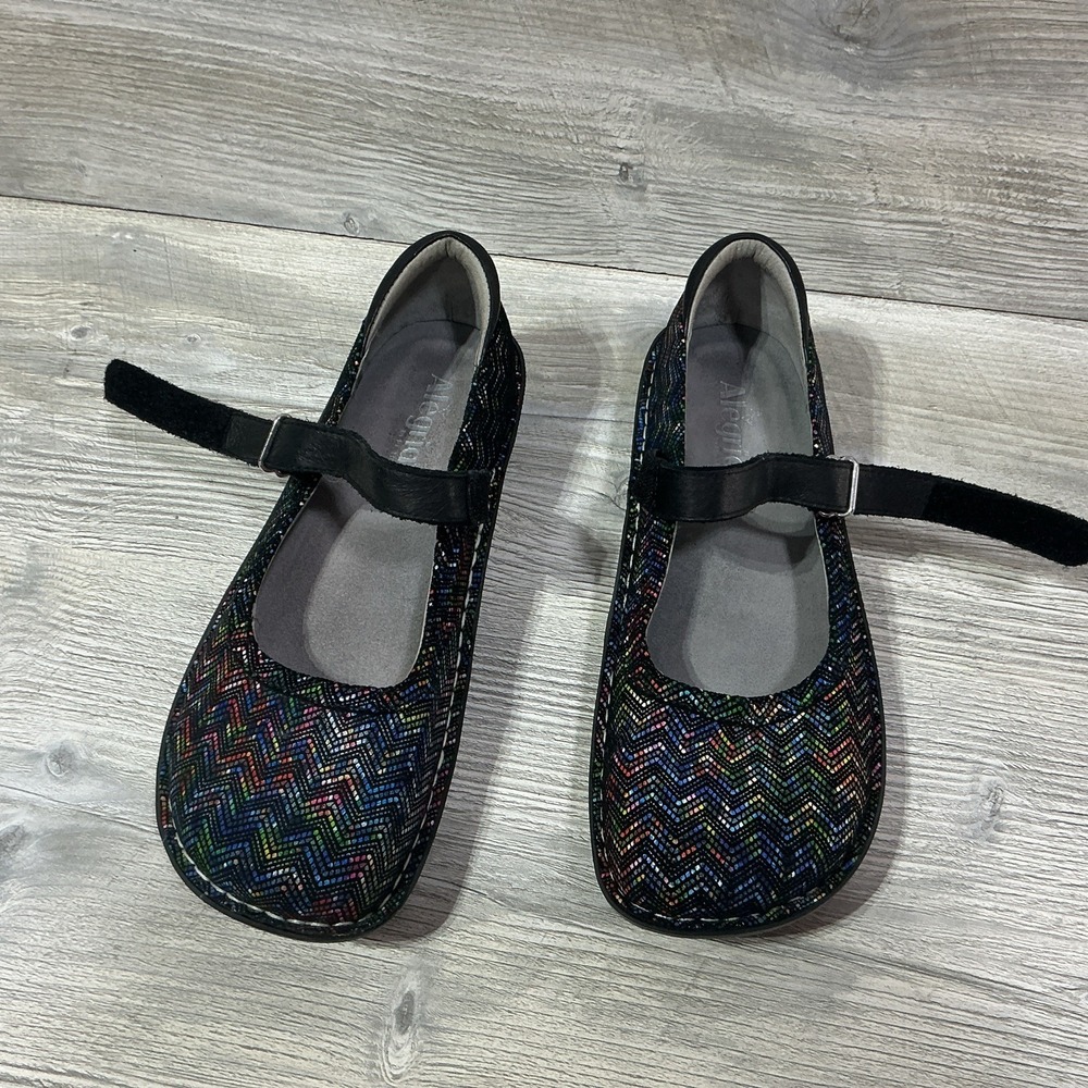 Alegria Belle Ric Rack Rainbow EU 41 US 10.5 Colorful Chevron Mary Janes Vegan - Picture 11 of 12